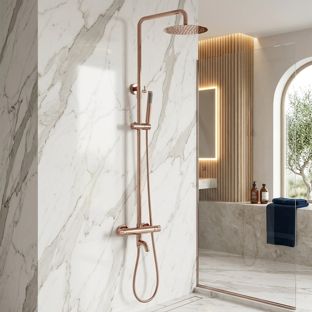 Colonne de douche thermostatique or rose poli Bandol — vue 3