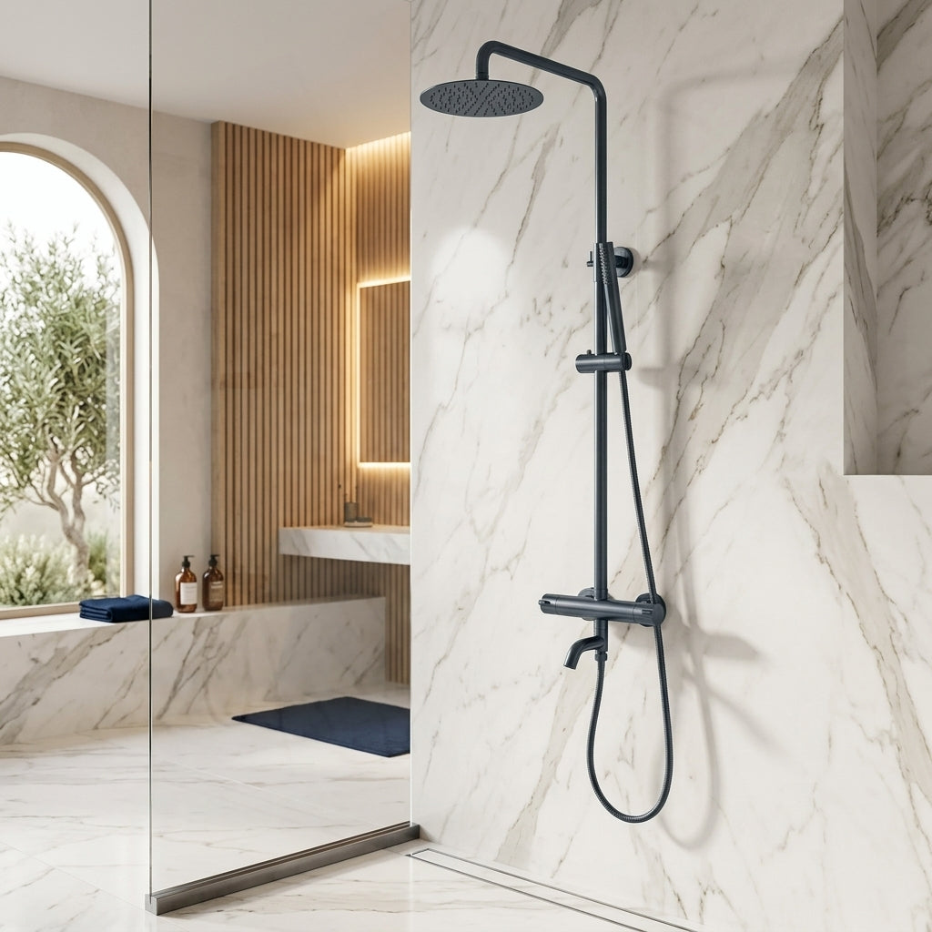 Colonne de douche thermostatique gris brossé Bandol — vue 2