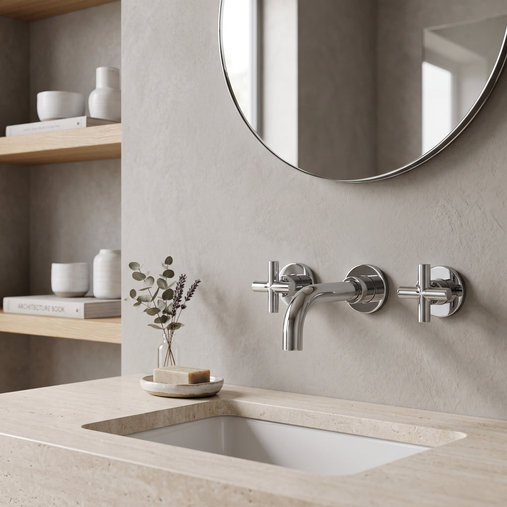 Mélangeur lavabo mural chrome poli Ferrat — vue 2