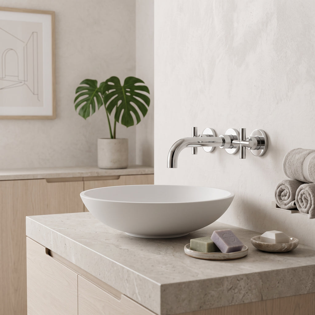 Mélangeur lavabo mural chrome poli Ferrat — vue 3