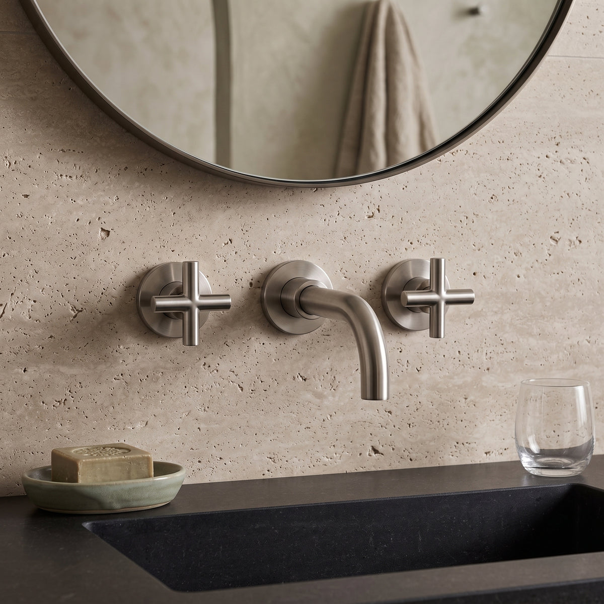Mélangeur lavabo mural nickel brossé Ferrat — vue 3