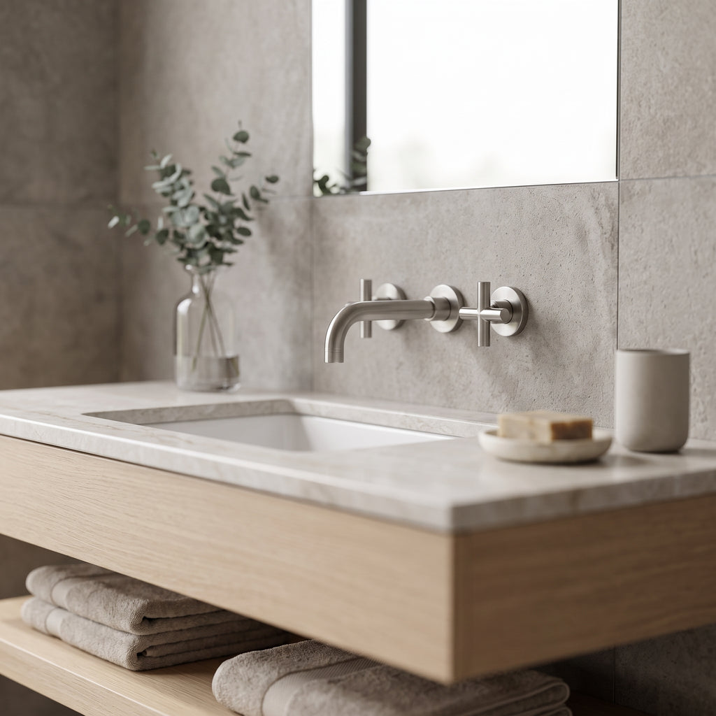 Mélangeur lavabo mural nickel brossé Ferrat — vue 4