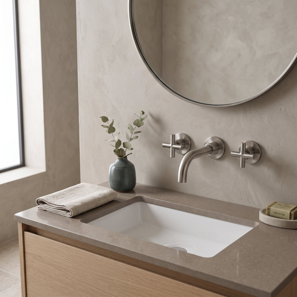 Mélangeur lavabo mural nickel brossé Ferrat — vue 2