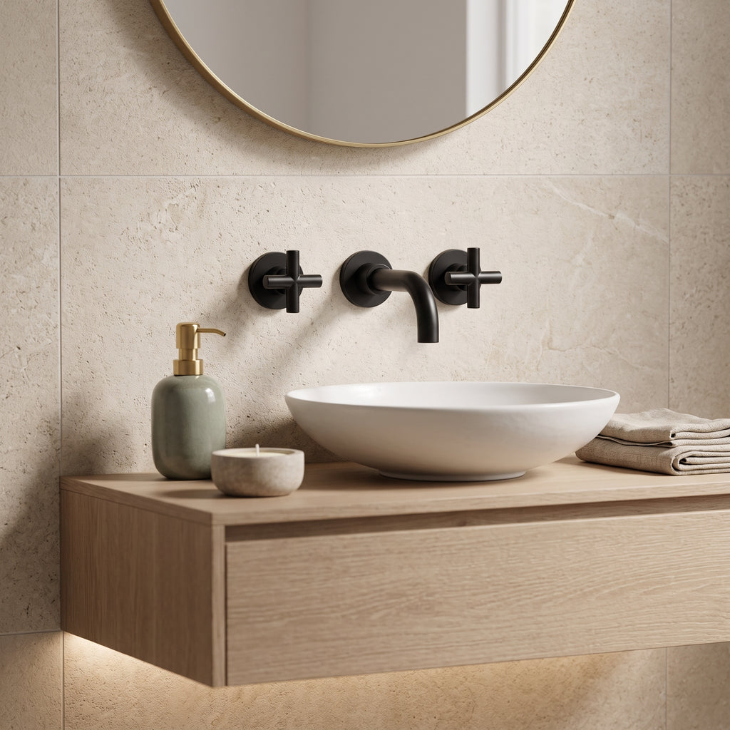 Mélangeur lavabo mural noir mat Ferrat — vue 2