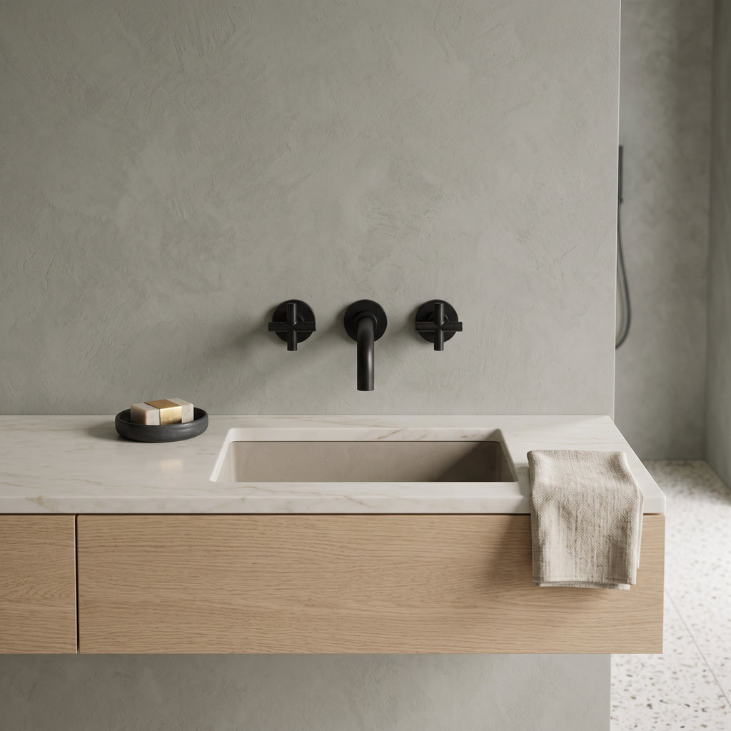 Mélangeur lavabo mural noir mat Ferrat — vue 3