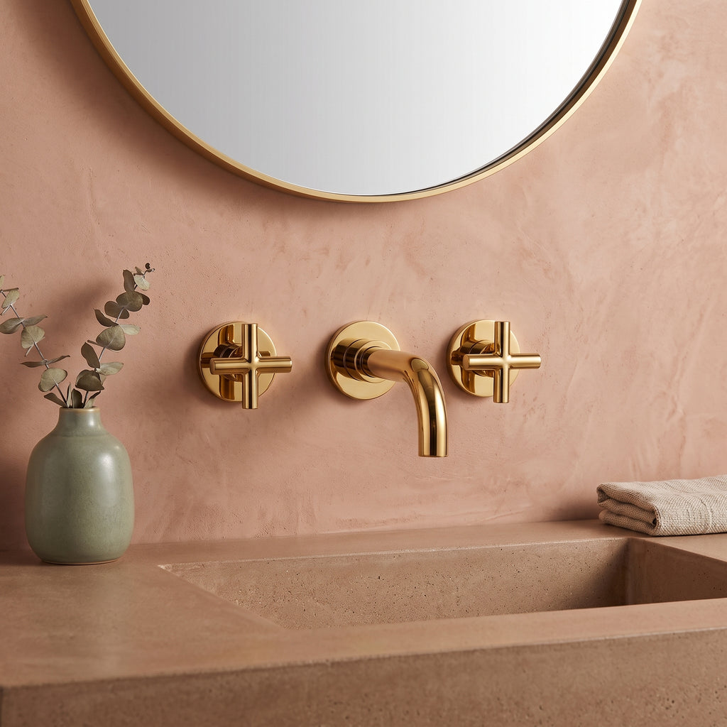 Mélangeur lavabo mural or poli Ferrat — vue 3