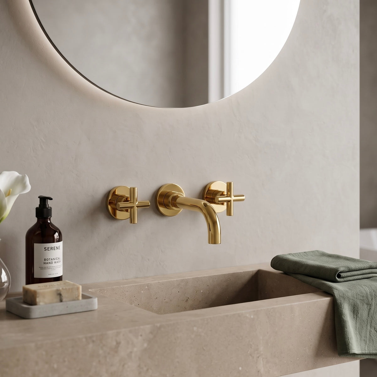 Mélangeur lavabo mural or poli Ferrat — vue 2
