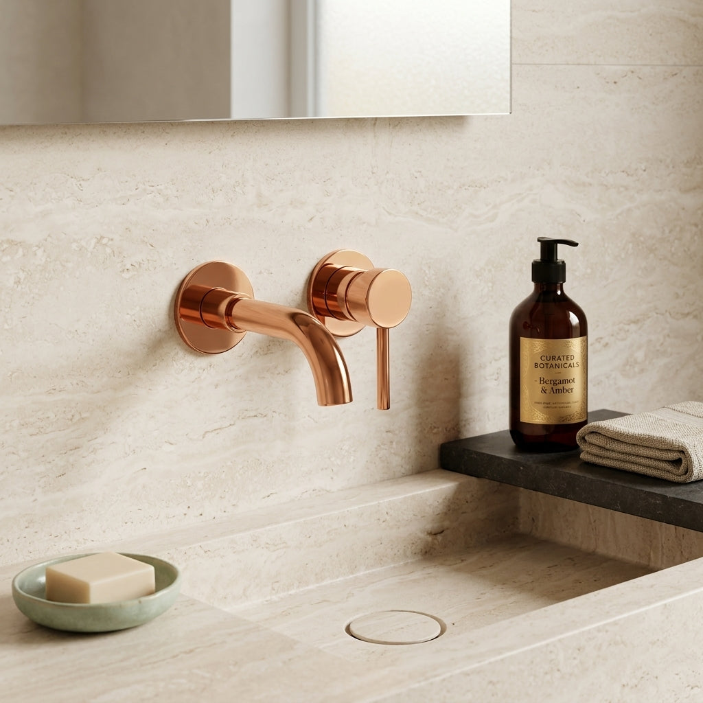 Mitigeur lavabo encastré or rose poli Menton — vue 3