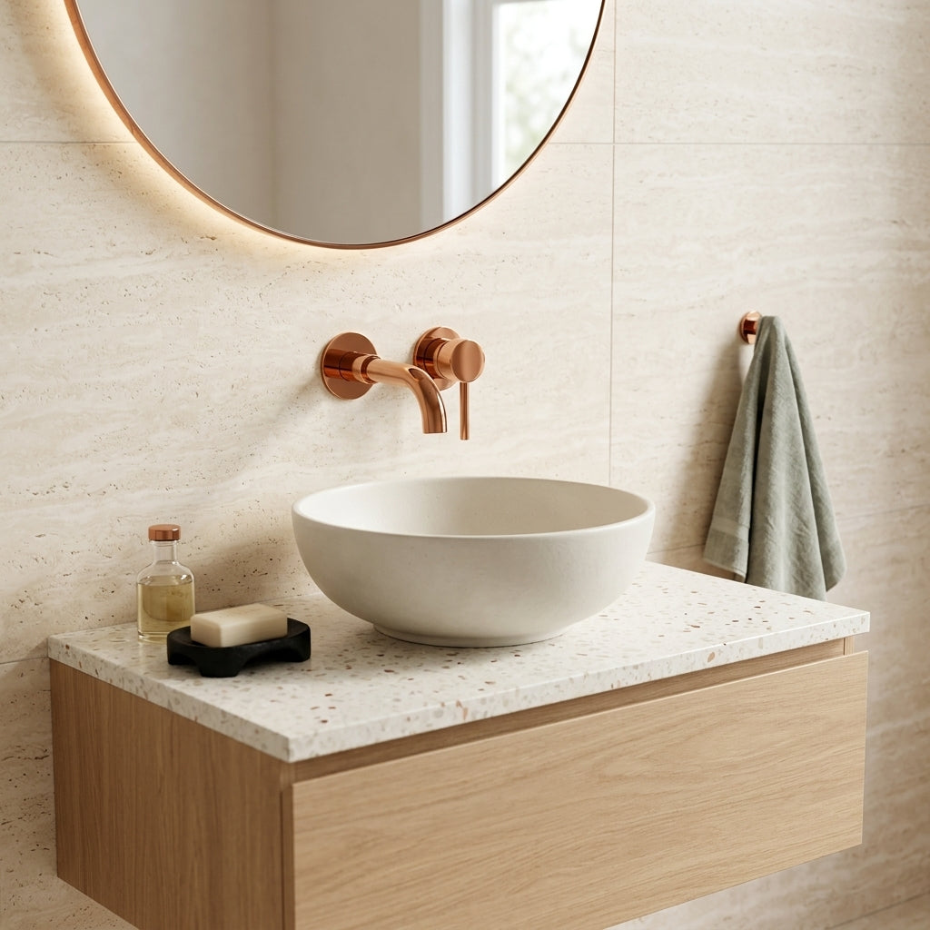 Mitigeur lavabo encastré or rose poli Menton — vue 4