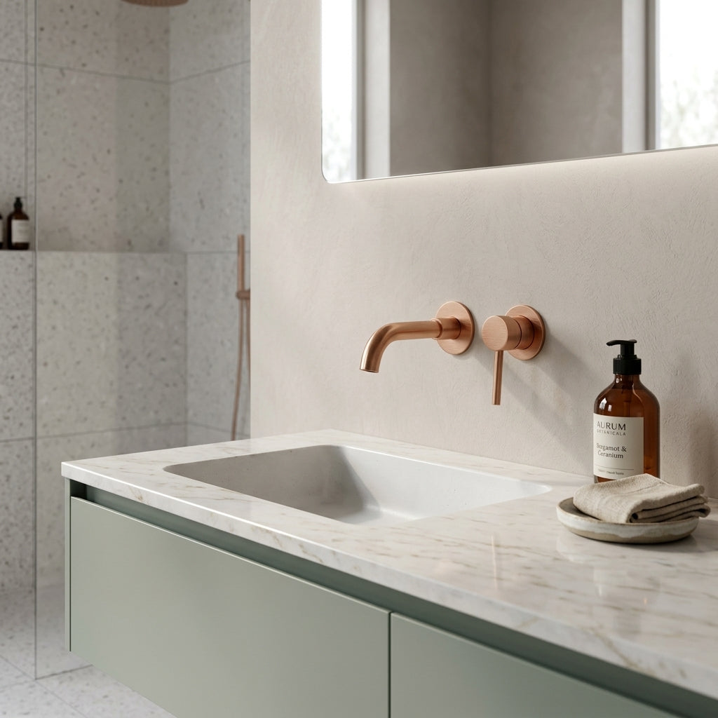 Mitigeur lavabo encastré or rose brossé Menton — vue 4
