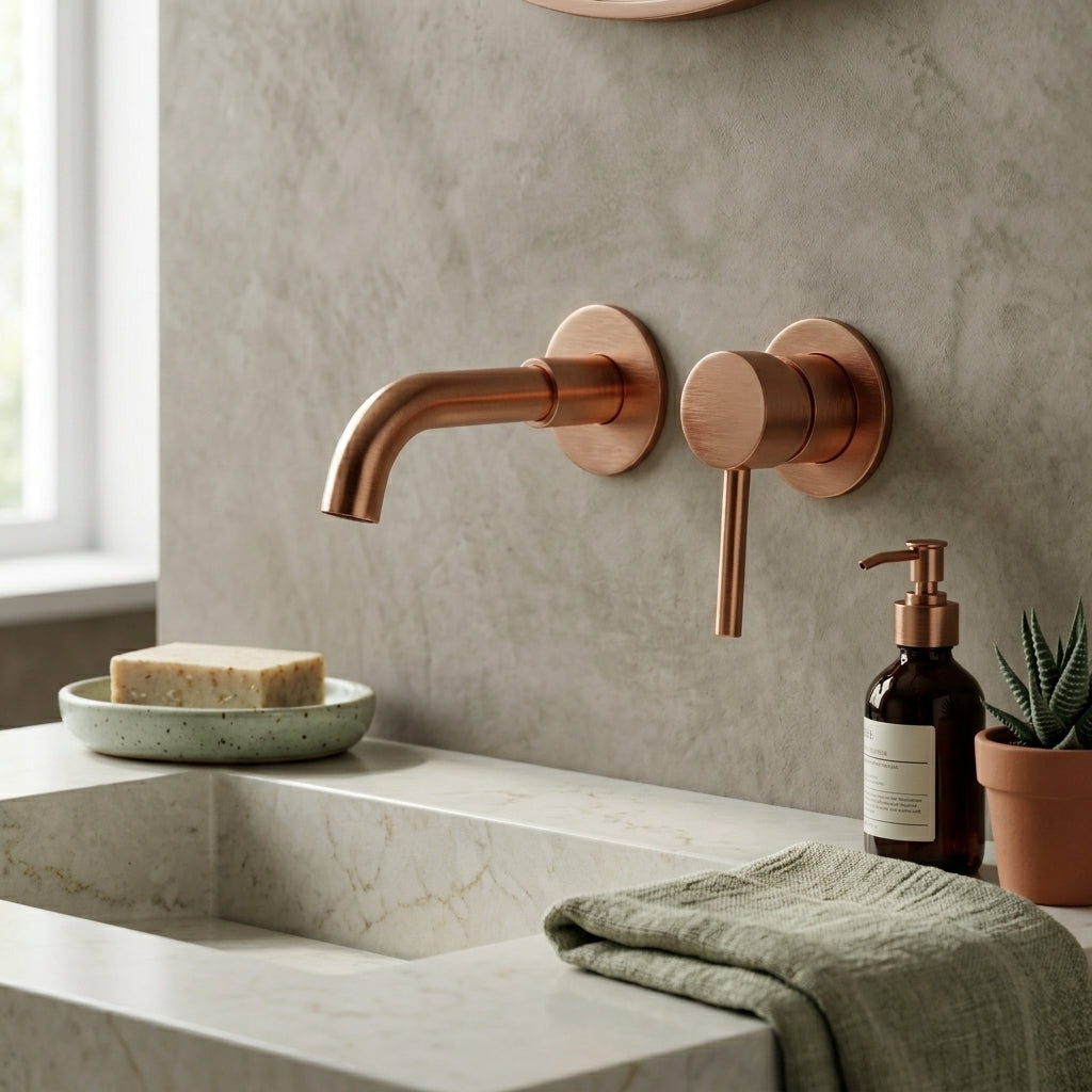 Mitigeur lavabo encastré or rose brossé Menton — vue 3