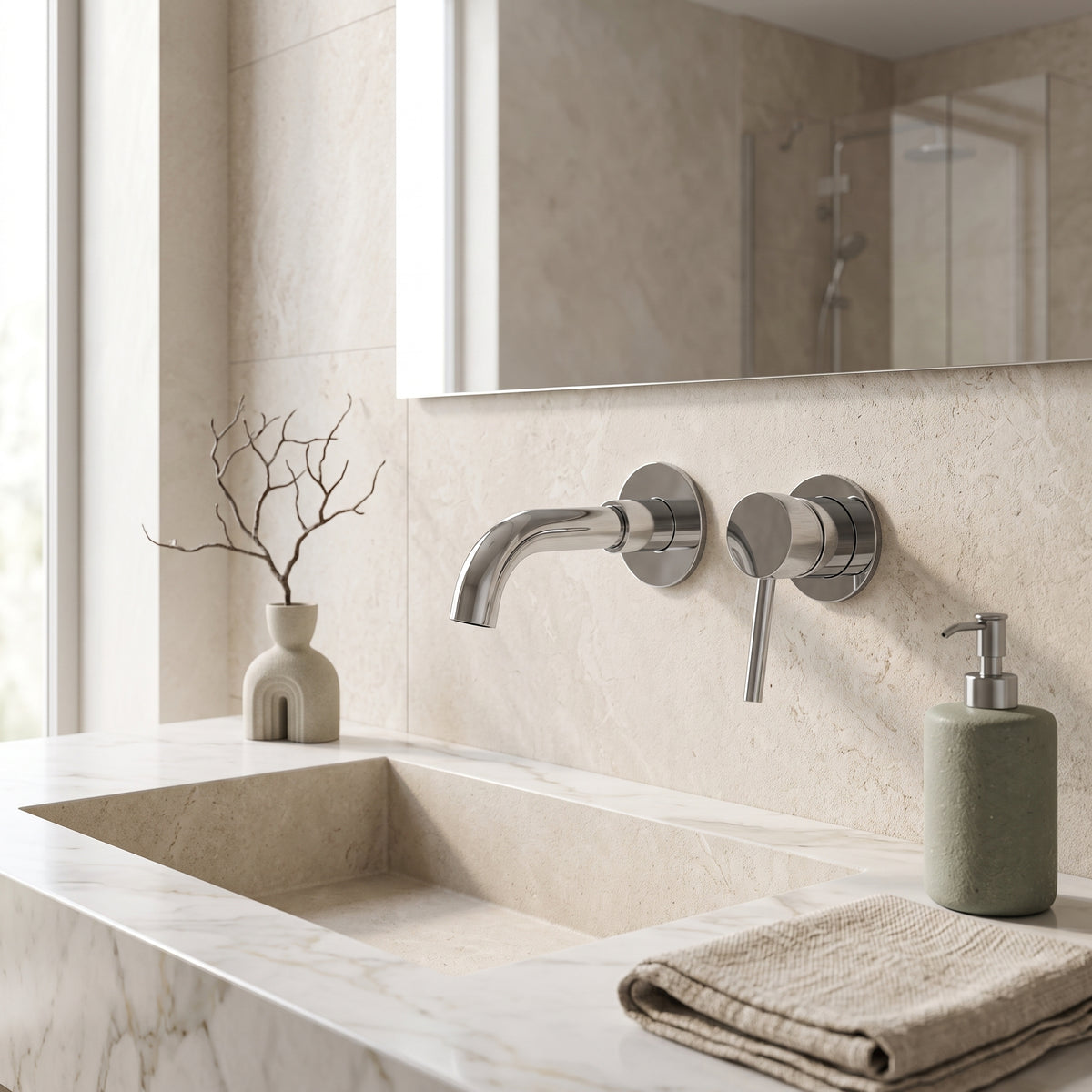 Mitigeur lavabo encastré chrome poli Menton — vue 3