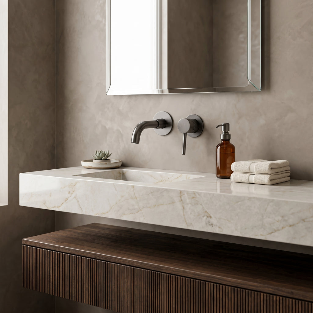 Mitigeur lavabo encastré gris brossé Menton — vue 4
