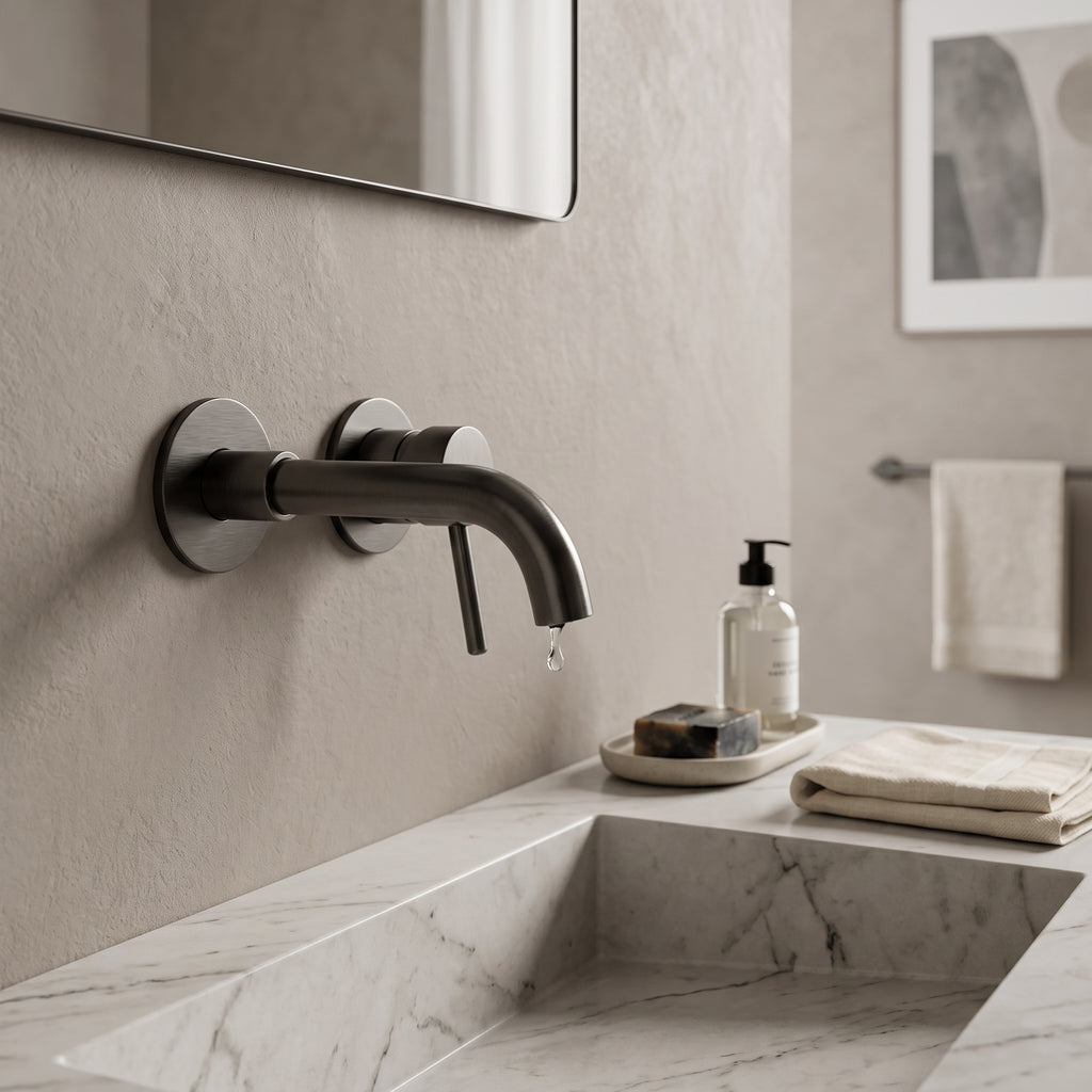 Mitigeur lavabo encastré gris brossé Menton — vue 3
