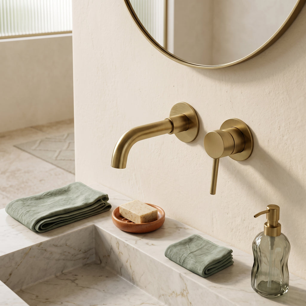 Mitigeur lavabo encastré or brossé Menton — vue 3
