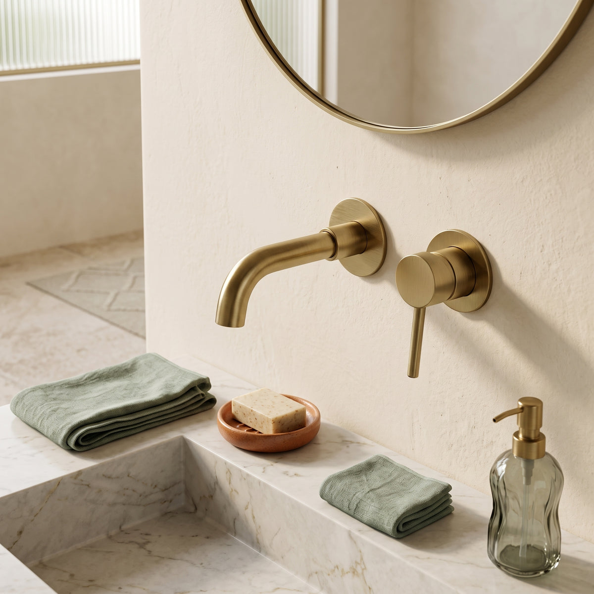 Mitigeur lavabo encastré or brossé Menton — vue 3