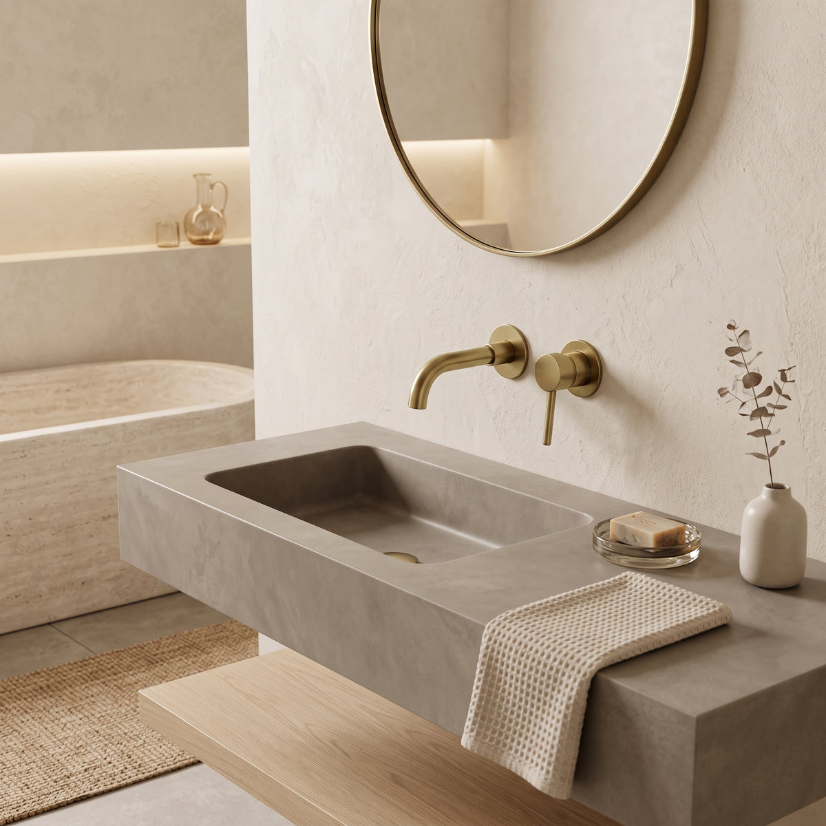 Mitigeur lavabo encastré or brossé Menton — vue 6