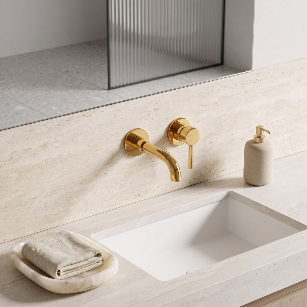 Mitigeur lavabo encastré or poli Menton — vue 4