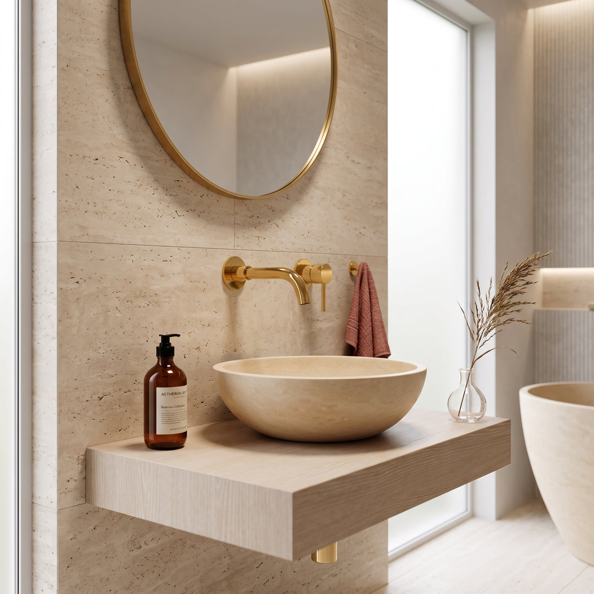 Mitigeur lavabo encastré or poli Menton — vue 3