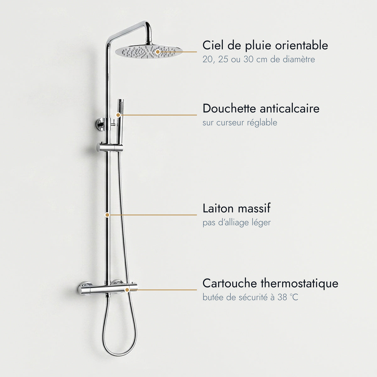 Cassis | Colonne de douche thermostatique chrome
