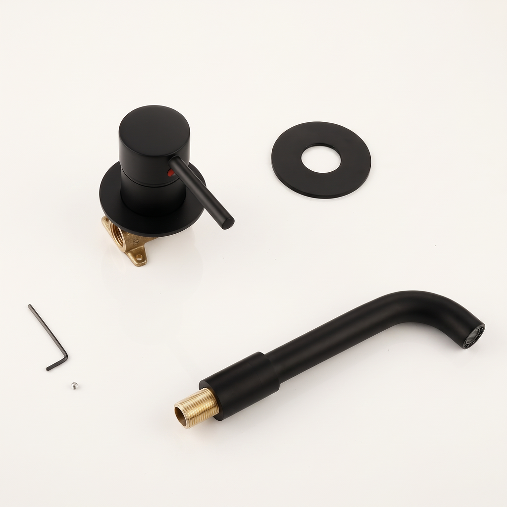 Menton | Mitigeur lavabo encastré noir mat