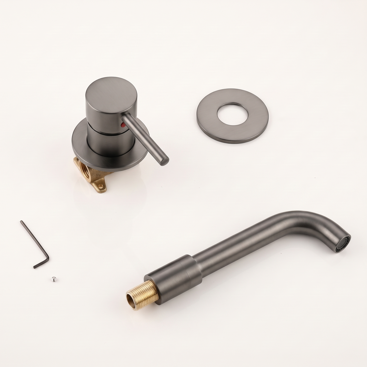 Menton | Mitigeur lavabo encastré gris brossé