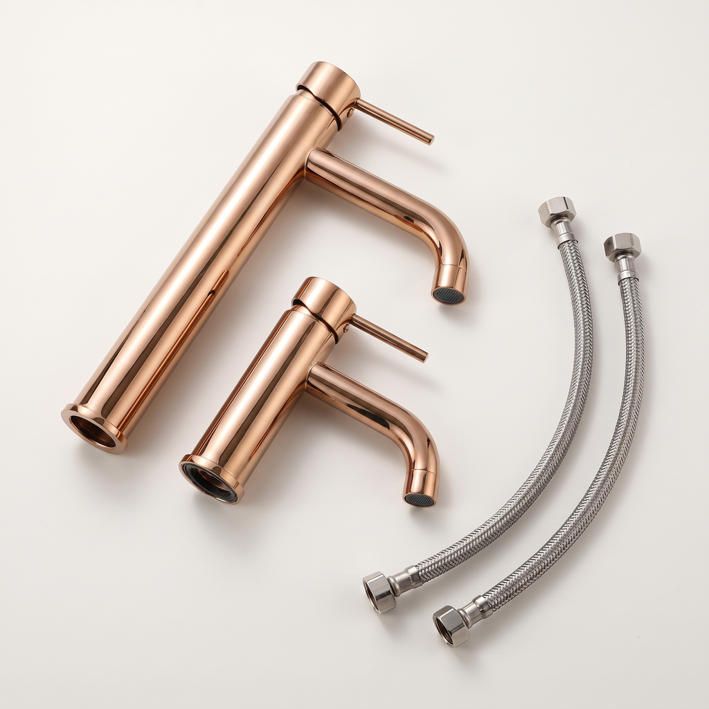 Salis | Mitigeur lavabo sur plan or rose poli