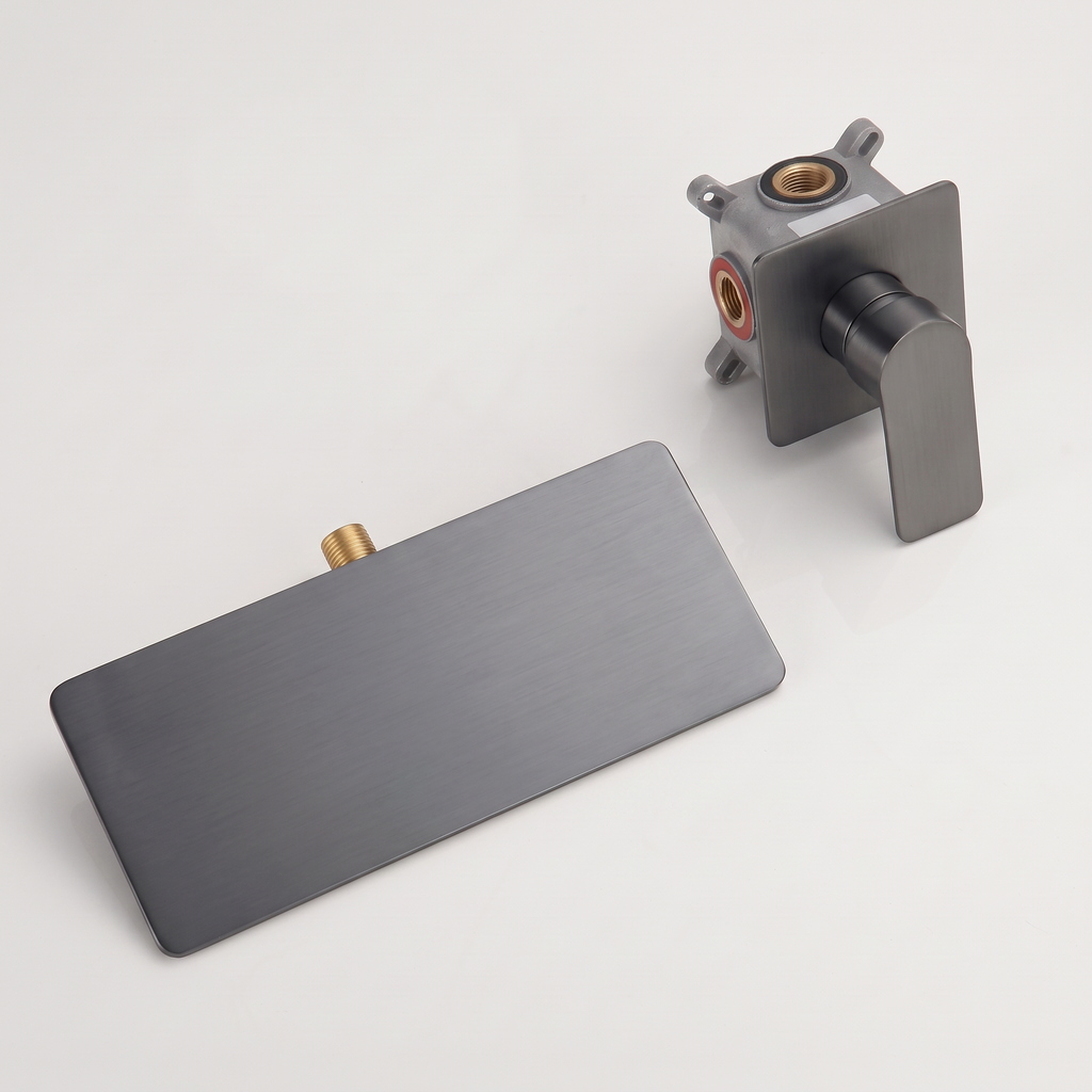 Sperone | Mitigeur lavabo mural cascade gris brossé