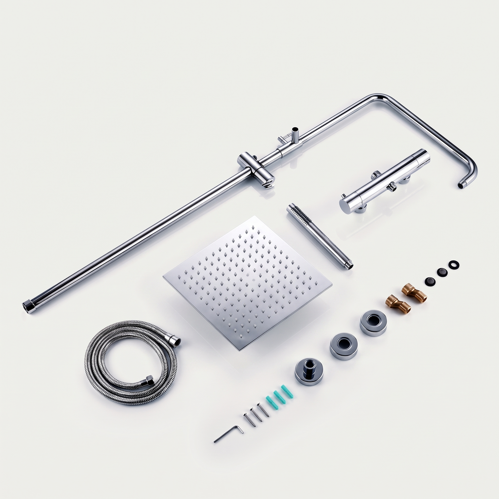 Anthéor | Colonne de douche thermostatique carrée chrome poli