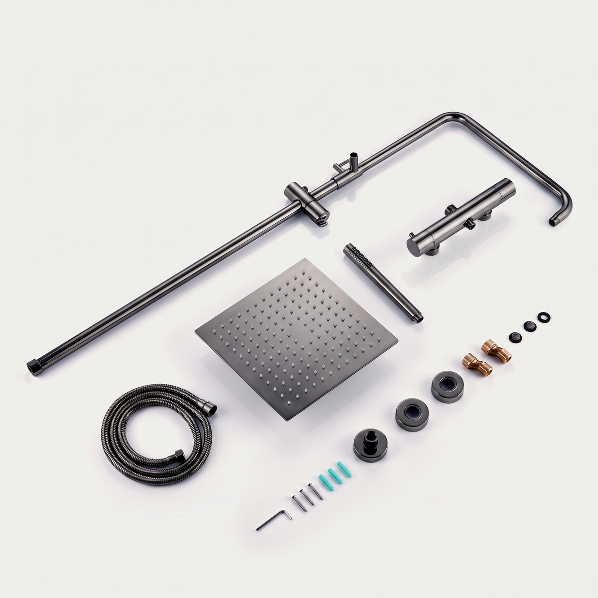 Anthéor | Colonne de douche thermostatique carrée gris brossé