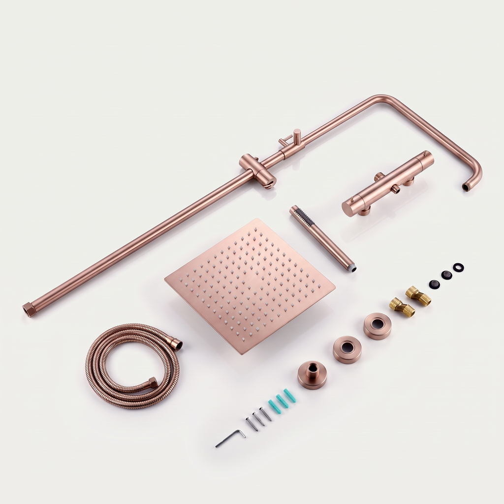 Anthéor | Colonne de douche thermostatique carrée or rose brossé