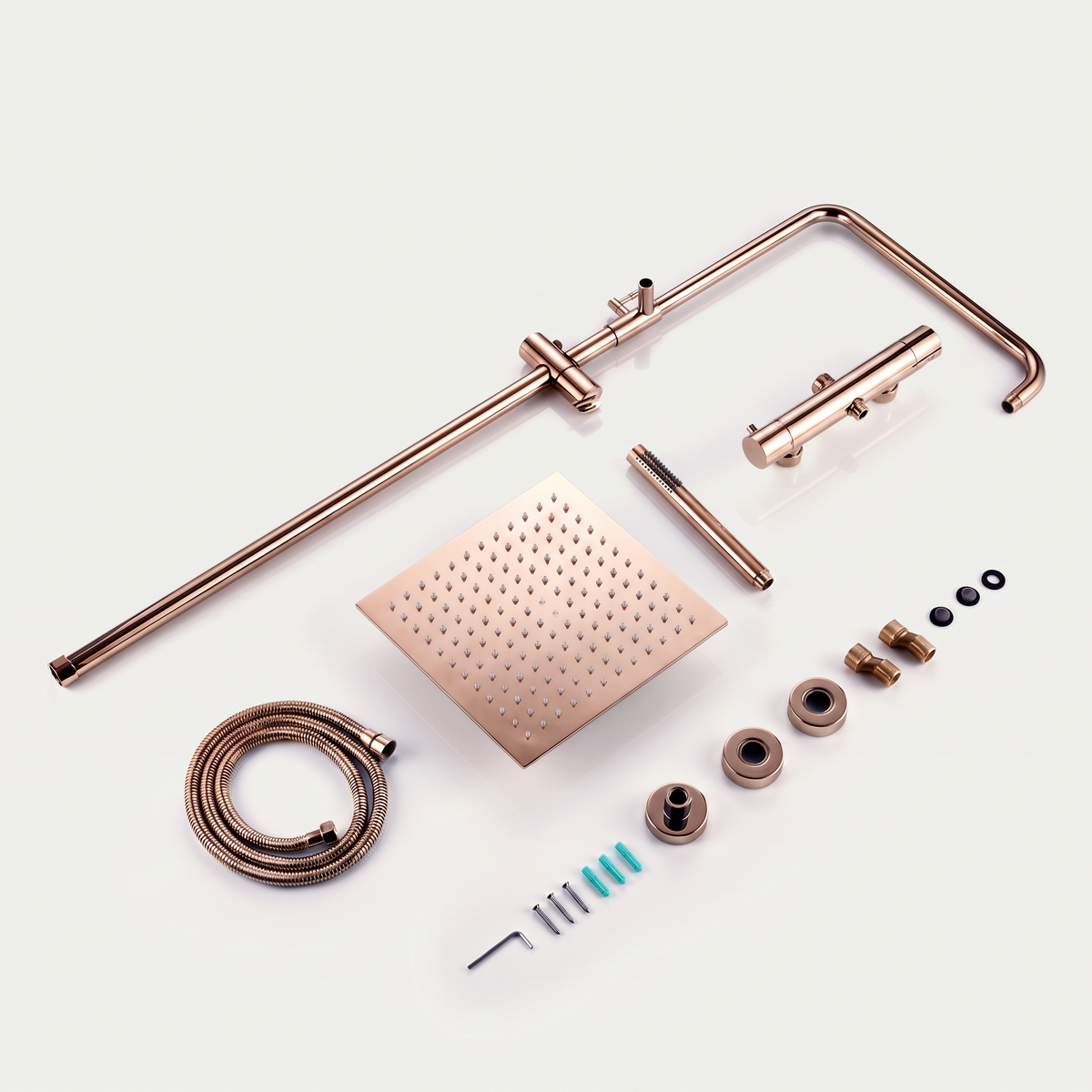 Anthéor | Colonne de douche thermostatique carrée or rose poli