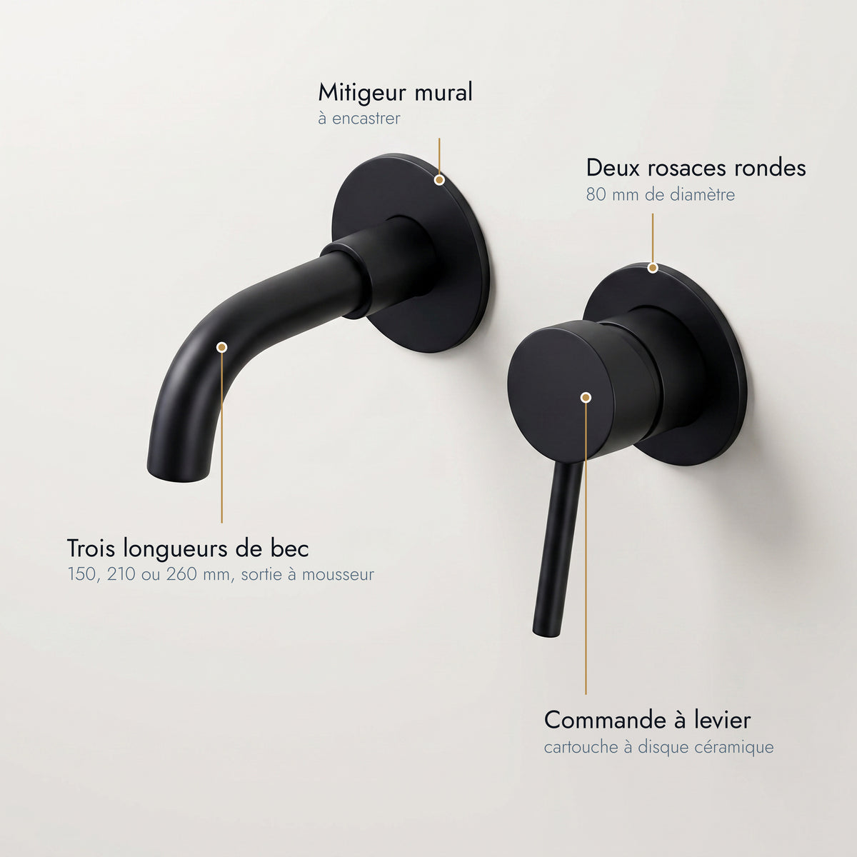 Menton | Mitigeur lavabo encastré noir mat